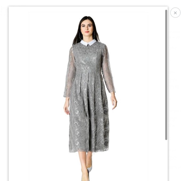 🎉HOST PICK🎉 Eshakti Silver Lace Dress size 14 - Picture 2 of 15
